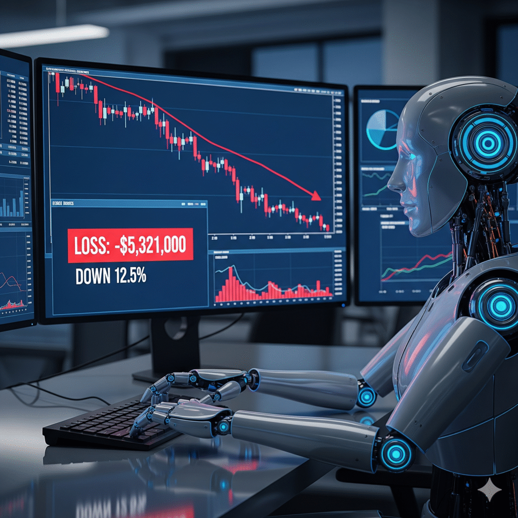 Robot cometiendo errores haciendo trading algorítmico